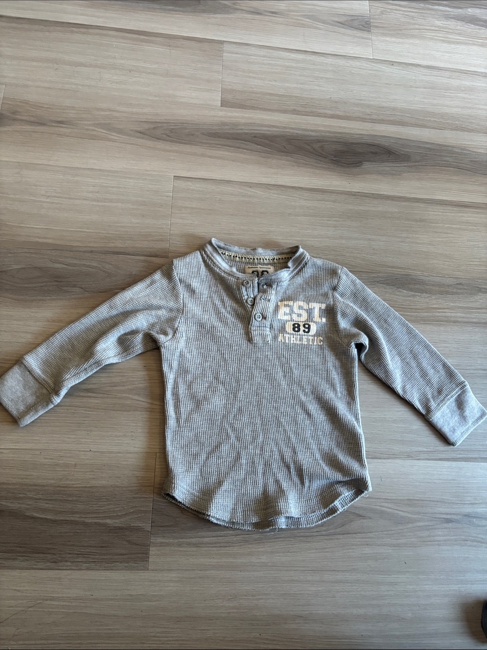 The Children's Place Gray Waffle-Knit Henley Long Sleeve Top